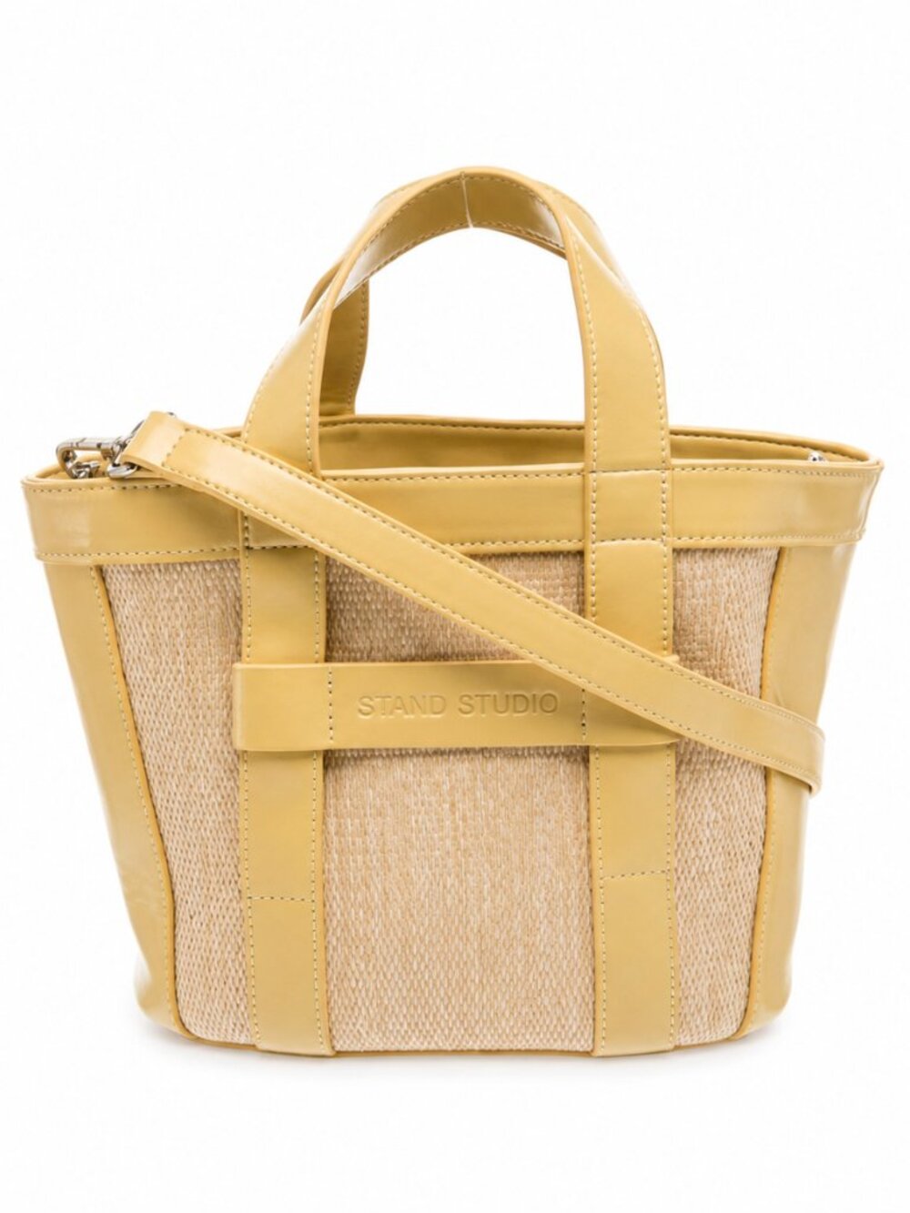 STAND STUDIO Leather Top Handle Bag Butter Yellow Coastal Old Money Tote Satchel